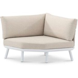 Defora Home Esquinero de jardín modular blanco y cuerda beige