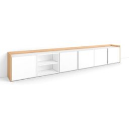 Skraut home Mueble tv efecto madera blanco y roble 309x35x50cm