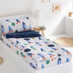 Cotton Artean Saco nordico infantil sin relleno azul cama 90 x 190