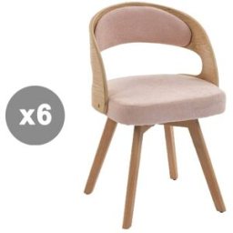 Meubles Cosy Juego de 6 sillas giratorias 360° con respaldo y asiento, rosa