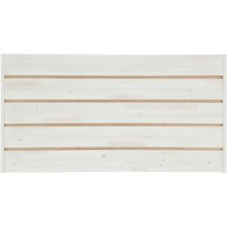 NATYAL Cabecero de madera blanco envejecido con rafia natural cama 180cm