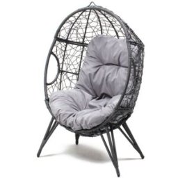Concept Usine Sillón huevo con soporte de resina gris con efecto ratán