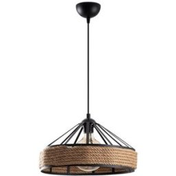 Wonderlamp Lámpara de techo negro rústico con pantalla de cuerda