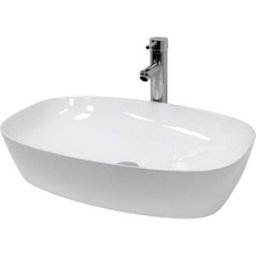 ECD Germany Lavabo blanco de cerámica con juego de drenaje sin reborsadero