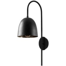 Wonderlamp Aplique de pared negro con pantalla metálica en forma de cúpula