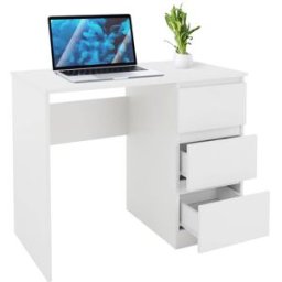 ML-Design Escritorio con tres cajones 90x76x50 cm Blanco Madera