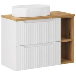 Petits meubles Mueble lavabo individual 80cm paneles mdf blanco y madera