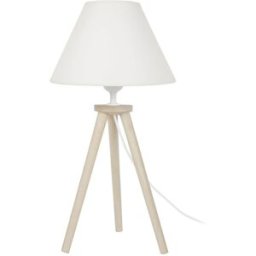 Tosel Lámpara de mesa trípode madera natural pantalla crudo