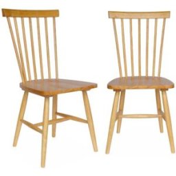 sweeek Juego de 2 sillas de listones de madera de caucho natural