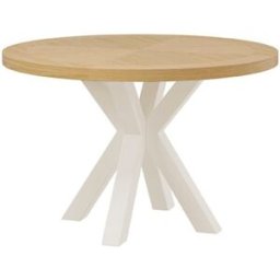 Koketto Home Mesa comedor 100 redonda tapa roble pata metálica beige