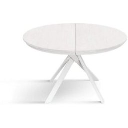 Konte.Design Mesa redonda de color blanco ceniza, patas de metal blanco 120-170cm