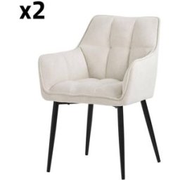 ML-Design 2x Sillas de comedor crema con tapizado grueso respaldo ergonómico