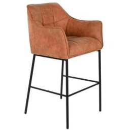 NIYLO Taburete de acero y microfibra marrón 59x60x107 cm