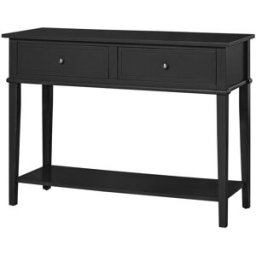 Dorel Home Consola con 2 cajones en efecto de madera negro