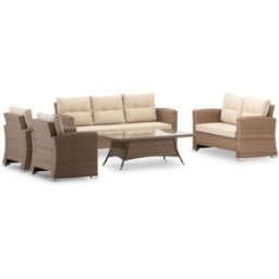 Defora Home Conjunto de jardín de 7 plazas con mesa de centro 140x80x46