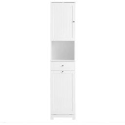 SoBuy Armario alto de baño con un cajón blanco 40x38x180cm funcional