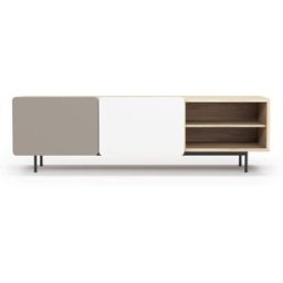 Herdasa Mueble tv melamina roble-arena-blanco patas grafito 54x180x44 cm