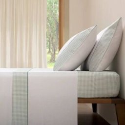 Casa da Laura Sábanas 100% algodón 200 hilos cuadrado de vichy verde agua cama 135/1