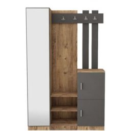 Concept Usine Mueble de entrada de diseño de madera y gris espejo