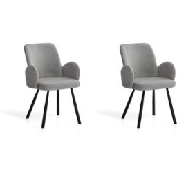 Hispanohogar Juego de 2 sillas de tela y metal en gris 87x56x57 cm