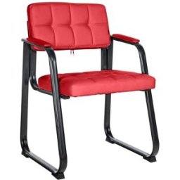 CLP Silla con patas de metal y asiento en Simil cuero Rojo