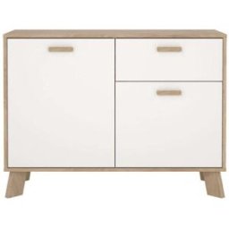 Calicosy Buffet de 2 puertas, 1 cajón decoración roble y blanco l98,7 cm