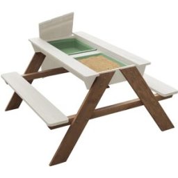 Sunny Mesa de picnic de madera para arena y agua con tapa, beige