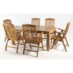 Edenjardin Conjunto de 6 sillones reclinables y mesa de teca de 180 cm