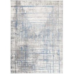 Tapiso Alfombra para salón comedor azul crema gris rayas 120x170