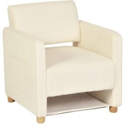Meubles Cosy Sillón de pana con bolsa de almacenamiento beige