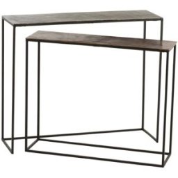 Hellin Juego de 2 consolas rectangulares de aluminio negro
