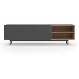 Herdasa Mueble tv melamina nogal y grafito patas grafito 52x180x44 cm
