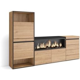 Skraut home Zapatero efecto madera roble 224x35x145cm chimenea efecto fuego