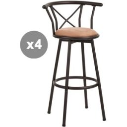 Meubles Cosy Conjunto de 4 taburetes de bar giratorios altura asiento 75 cm marrón
