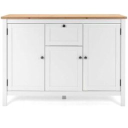Calicosy Aparador 3 puertas 1 cajón 120 cm - acabado blanco y madera