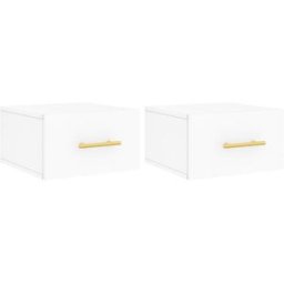 Maison Chic Juego de 2 mesitas de noche de pared madera blanco 35x35x20 cm