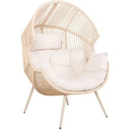 sweeek Sillón huevo de jardín de acero y resina, beige