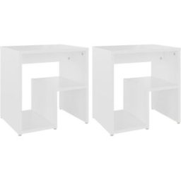 Maison Chic Juego de 2 mesitas de noche madera contrachapada blanco 40x30x40 cm