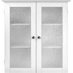 Teamson Armario de pared para baño de mdf blanco con puertas de vidrio
