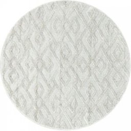 STUDIO DECO Alfombra bohemia redonda con relieve en blanco marfil 160x160cm
