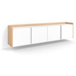 Skraut home Mueble tv efecto madera blanco y roble 207x35x50cm colgado