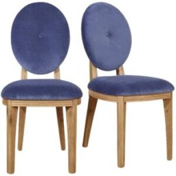 Robin des Bois Juego de 2 sillas de roble y terciopelo azul índigo