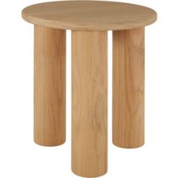 Tectake Mesa auxiliar redonda con patas de madera, 40x45,5 cm, roble claro