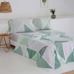 Cotton Artean Juego de sábanas algodón-poliéster Verde 270x270 Cama 180