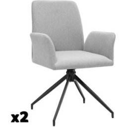 Tectake Juego de 2 sillas giratorias 360º acolchadas, 55,5x58x87cm, gris claro