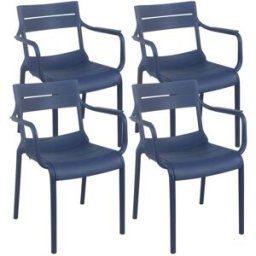 Oviala Juego de 4 sillones de jardín de plástico azul pacífico