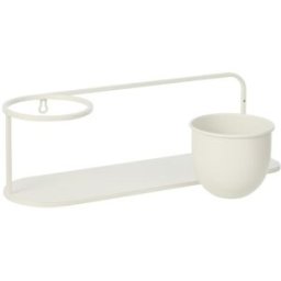 J-line Estantería de pared con macetero de metal blanco 53 x 16 x 16 cm