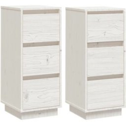 Maison Chic Lote de 2 aparador madera maciza de pino blanco 32x34x75 cm