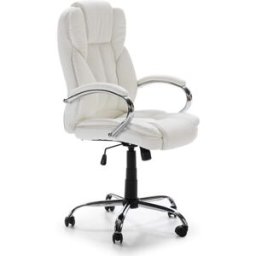 HOMN Sillón de oficina elevable y reclinable piel sintética, color blanco