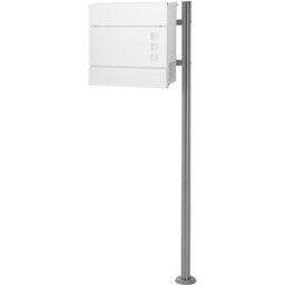 ECD Germany Buzón de correos blanco 37x10,5x36,5cm con soporte plateado 120 cm